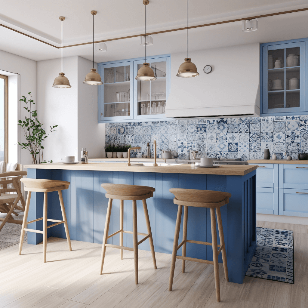 blue and white kitchen decor