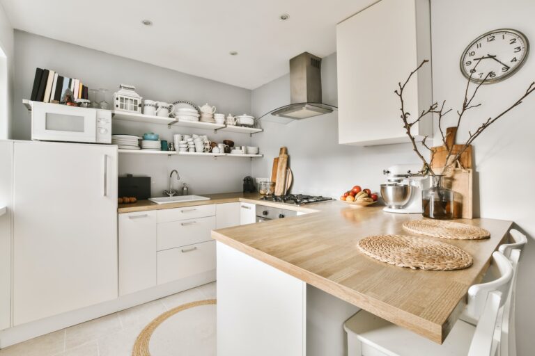 Delightful small kitchen area with wood worktop