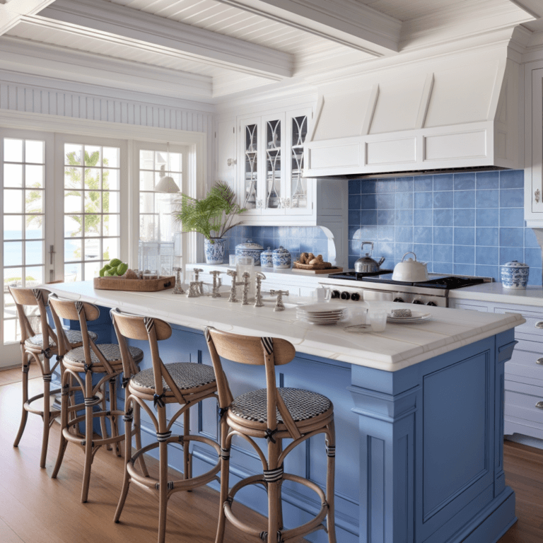 blue and white kitchen decor