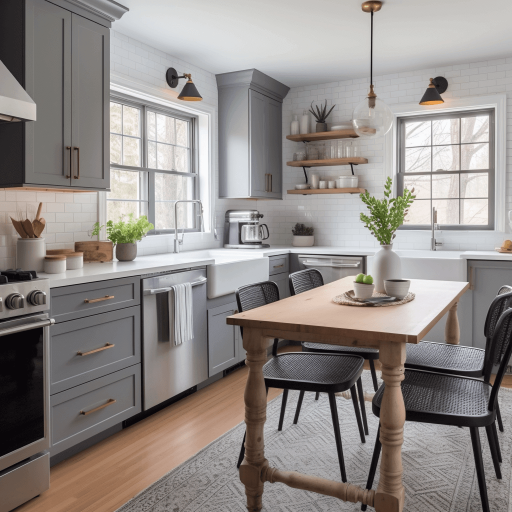 grey and white kitchen decor